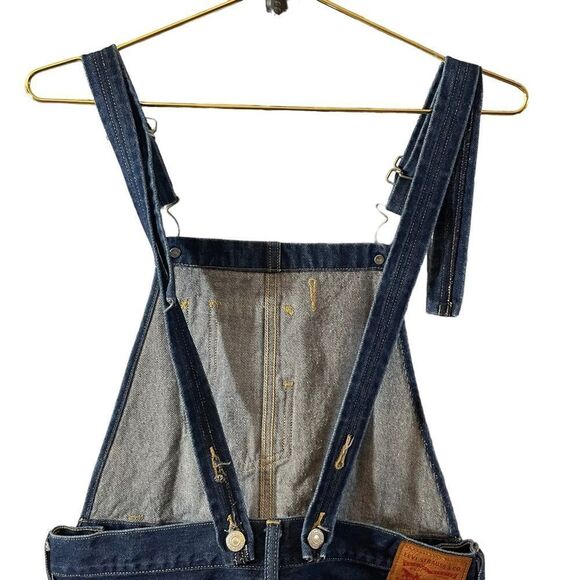 Levi's Cotton Dark Wash Denim Bib Overalls Straight Leg Size Small - Picture 8 of 9